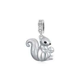 PROESS Squirrel Bracelets Charms 925 Sterling Silver Squirrel Bead Cute Squirrel Necklace Bracelet Squirrel Jewellery Gifts for Women Girls Women Squirrel Lovers, Sterling Silver, No Gemstone