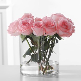 Rospynn - Jarrón cilíndrico acrílico, juego de tres piezas de jarrón grueso, plástico no rompible, centro decorativo para el hogar o boda, 3.9 pulgadas, 4.7 pulgadas, 5.9 pulgadas, redondo corto,