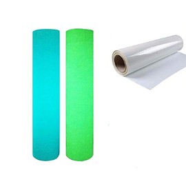Yalulu 2 Rolls Heat Transfer Vinyl Glow in The Dark, Blue Green PVC Heat Press Vinyl Neon Iron on Film Clothing T-Shirt HTV Vinyl Sheets for DIY T-Shirt Textile Craft Leather, 30 x 50 cm per Roll