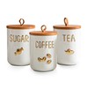 Sowlvenco White Ceramic Canister Set for Coffee Tea Sugar, 3-Piece