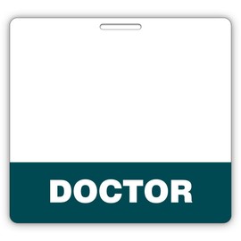 Doctor Badge Buddy – Horizontal MD ID Tag with Dark Green Bar – Double-Sided Medical Badge for Hospital & Clinic Staff