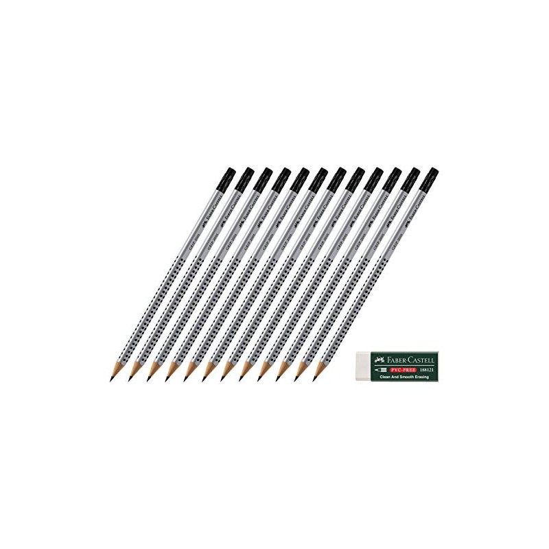 Faber-Castell Grip 2001 HB Pencil with Eraser Tip (12 Pencils