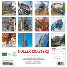 Willow Creek Press, Roller Coasters 2026 Wall Calendar, 12'' X 12'', 18-Month Calendar with Stapled Binding