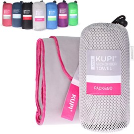 kupi Microfibre Towels S M L XL XXL Travel Towel Slightly Absorbent - Microfibre Towel Set Sports Towel Fitness - Sauna Bath Towel Beach Towel Quick Drying (Pink, 140 x 70 cm + Bag)