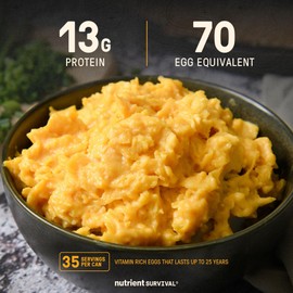 70 Egg Equivalent Nutrient Survival Vitamin Powdered Eggs Blend, Freeze Dried Prepper Supplies & Emergency Food Supply, 33 Essential Nutrients, Gluten Free, Shelf Stable Up to 25 Years Cage Free