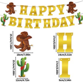 Tinoaly Western Happy Birthday Banner, Cowboy Themed Party Supplies West Vaquero Decorations Rodeo Party Decorations Western Parties Banner for Birthday