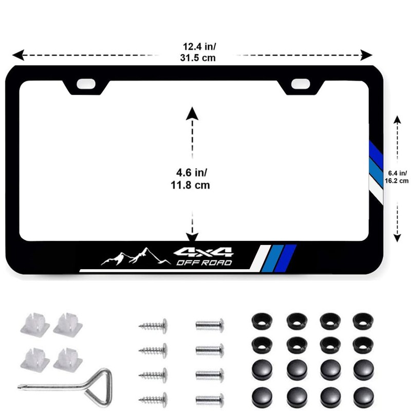 2Pack Tri-Color Stainless Steel License Plate Frames Holder with Screw