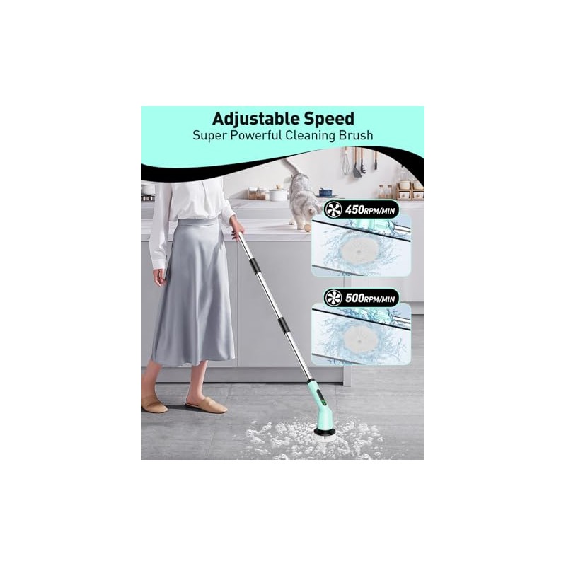 Depurador Eléctrico Giratorio Limpieza Baño Cepillo Polvo Inalámbrico Ipx7 Impermeable