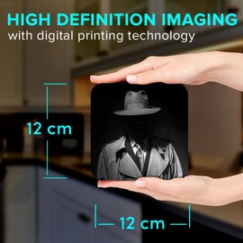 1 x Square Jumbo Size Coaster 12cm Classic Detective Film Noir Crime Cork Backed MDF Glossy Tea Coffee Accessory #50542