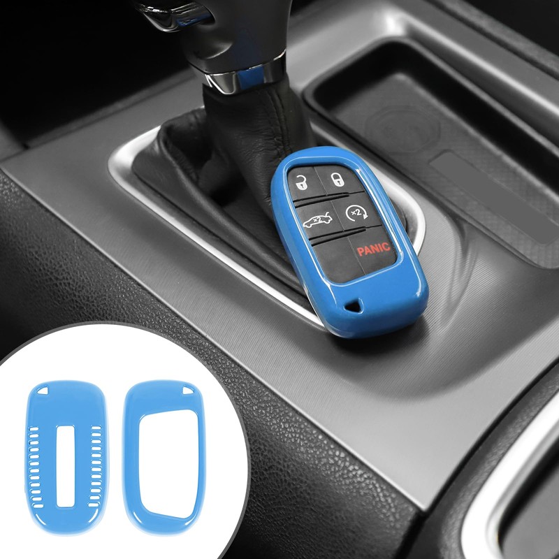 JeCar Light Blue Key Fob Cover Fit for 2015-2019 Dodge