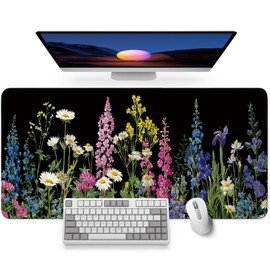 Large Mouse Pad for Desktop, Cute Desk Mat Pad Protector for Work & Gaming, Aesthetic Pretty Anti-Slip Laptop Blotter Cover for Office School Home Supplies, Starlit Petals, 31.5" x 11.8"