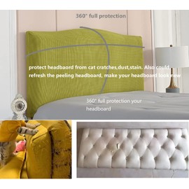 Abeibei Soft Stretch Bed Headboard Slipcover, Solid Color Dustproof Bed Head Protector Cover for Full Queen King Size Bedroom Decoration (Tan, Cali King headboard Length(67”-74.5”))