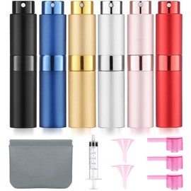 DPLASKA 6 Pack 8ML Empty Perfume Atomizer Cologne Travel Spray Bottle for Refill Portable Cologne Dispenser Mini Sprayer for Men Twist Tpye