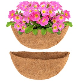 Y&M 16 Inch Pre-Formed Half Round Coco Fiber Hanging Basket Liner, Half Round Coco Replacement Liner - 2pcs