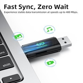 Bettdow Lector de Tarjetas H128 USB 2.0 y Type-C, Adaptador de Memoria SD TF para MacBook, PC, Teléfono, Velocidad 480 Mbps, Plug and Play, ABS Portát
