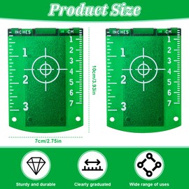 VGECEE Pack of 2 Laser Target Board Magnetic Target Plate Laser Target Card Double Scale Laser Target Board Green Laser Target Plate for Alignment Laser Line Laser Crossing Laser Laser Meter