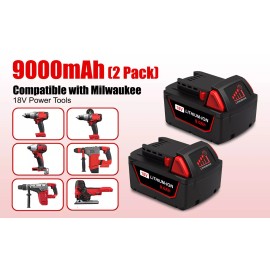 Milwaukee 2Pack 9Ah Lithium Battery for M18 18V HIGH OUTPUT XC 9.0 Battery Pack 48-11-1890