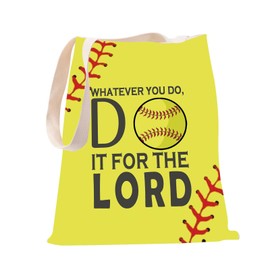 PXTIDY Softball Tote Bag Whatever You Do Do It For The Lord Bible Verse Quotes Softball Gifts for Softball Players