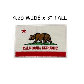 California State Flag Patch Emblem 4.25" x 3" Fully Embroidered DIY Iron-on/Sew-on Decorative Embroidery Applique Clothing Vest Jacket Bags Premium Stitching Republic Bear Logo Biker MC Travel