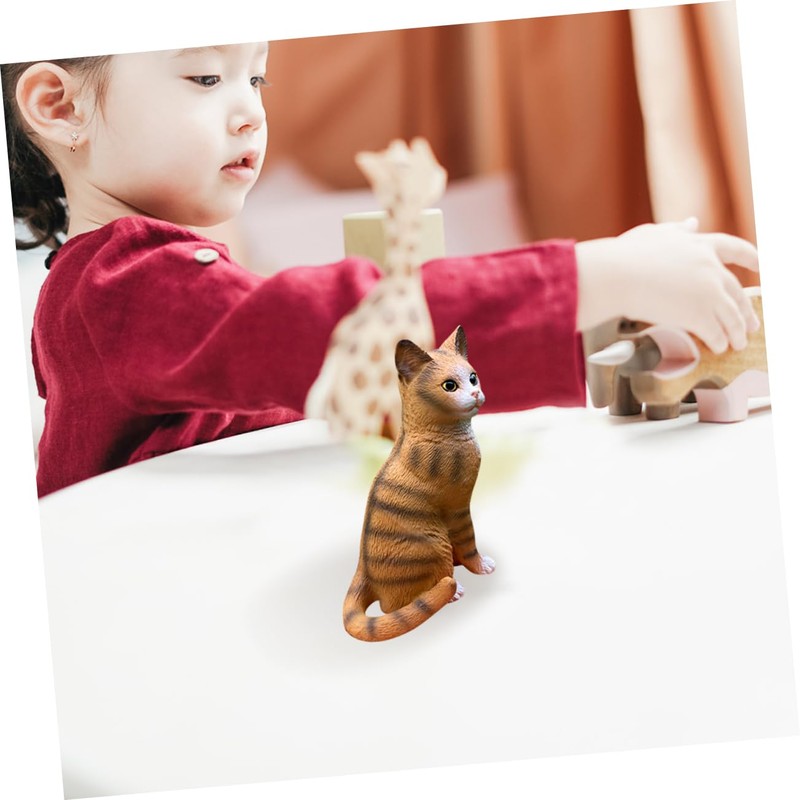 Kisangel Lifelike Kitten Statue Creative Cat Model Ornament for Cognitive