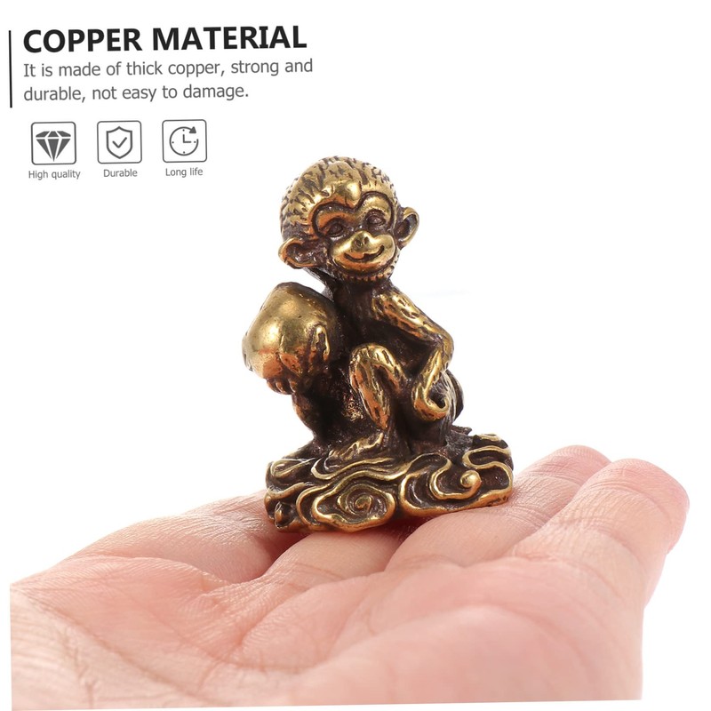 iplusmile 1Pc Mini Monkey Shape Copper Ornament Cute Desktop Decor