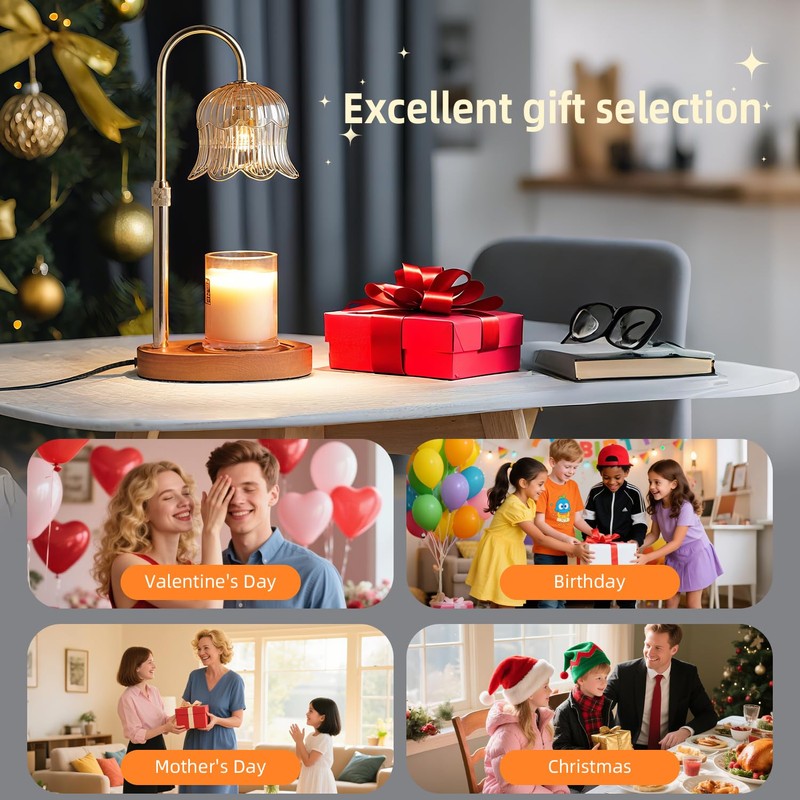 Candle Warmer Lamp with Timer: Adjustable Dimmable Height Adjustable Warming