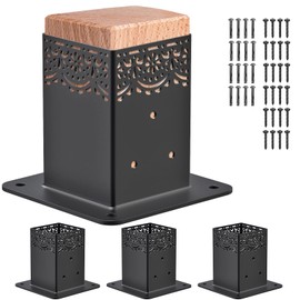 Insaga Decorative 4x4 Post Base for Concrete, 4x4 Post Bracket with 4MM Thickness Base, Deck Post Brackets 4x4 (Inner Size 3.6'' x 3.6'') for Deck Post Base, Porch Railing Post Holder (Set of 4)