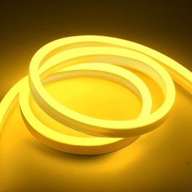 GUPUP Neon Light Strip, DC 24V 600 LEDs, Neon Rope Lights,Golden Yellow Light Strips,Soft,Flexible,Cuttable,Waterproof,Suit for Gaming Room/Sign Customize/Indoor Decor(Adaptor not Include)