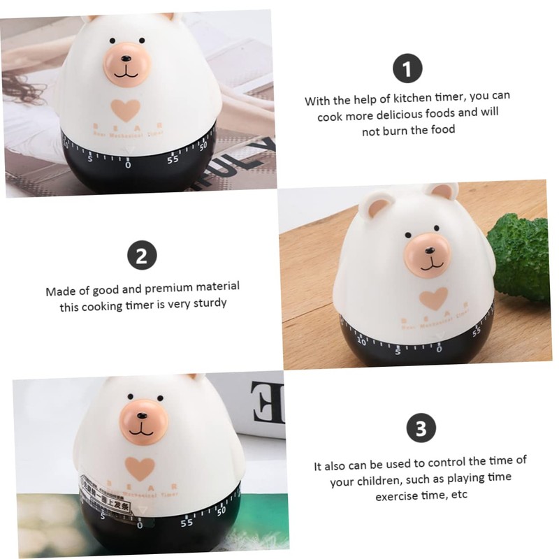 MAGICLULU 3pcs Cute Bear Shape Mechanical Timer for Cooking Easy