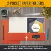 Better Office Products Two Pocket Portfolio Folders, 50-Pack, Orange, Letter