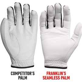 Franklin Sports Golf Glove - Pro Golf Gloves - Premium Leather Golfing Glove - Maximum Grip - White - Right Hand Glove - Adult Large