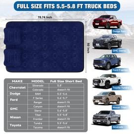 Umbrauto Truck Bed Air Mattress for 5.5-6.5 ft Short Bed Full-Size Trucks, Pickup Truck Airbed Mattress with Wireless Rechargeable Pump for Outdoor Travel