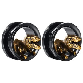 Cooear Gauges Ear Plugs and Tunnels Black Screw Back Earrings Upgrade Piercing 1 Pair Gift Packing Stretchers 6 mm to 25 mm., Stainless Steel
