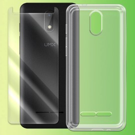 For  Unimax Anti-Bubble 9H Tempered Glass Screen Protector Soft TPU Case f Unimax UMX U696CL