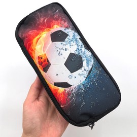 Football Pencil Case Boys Pencil Case Bag Big Capacity Pencil Bag Lightweight Pen Bag Portable Pencil Pen Case Supplies Stationery Organizer for Students Girls Boys Pen Case (Black)