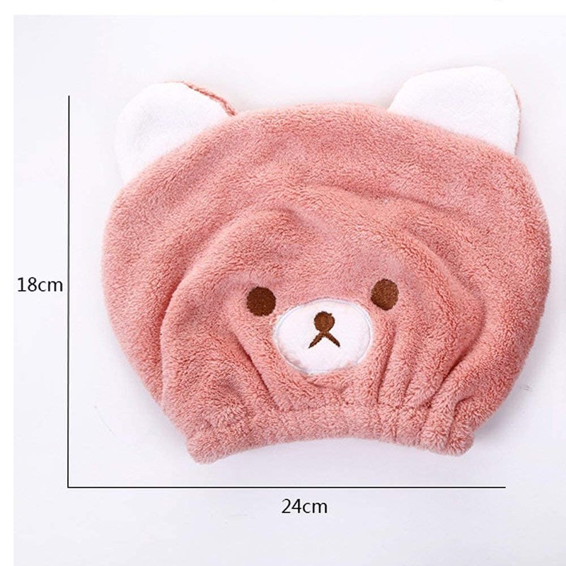 Children's Hair Drying Towel, Towel Cap, Bear Pattern, Hair Cap,