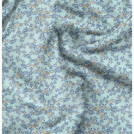 Soimoi Green Rayon Fabric Forget Me Not Bush Floral Printed Fabric 1 Metre 58 Inch Wide