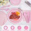 150Pcs Pink Paper Plates and Napkins,Light Pink Party Supplies Include