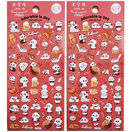 PP Stickers 2 Sheets Cute Panda Japanese Foods Sushi Cartoon Decal Tape Stickers DIY Decor Scrapbooking Classroom & School Foam Stickers Scrapbooking for Kids