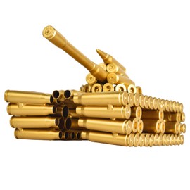ingpro Bullet Shell Casing Shaped Army Tank Metal Sculpture, Army Gift for Men, Home,Office Desktop Decorations (Medium Tank)