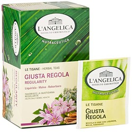 L'Angelica, Tisana Funzionale La Giusta Regola, Favorisce la Quotidiana Regolarità, Infuso con Estratti di Rabarbaro, Liquirizia, Finocchio e Malva, Vegan, Formato: 18 Filtri