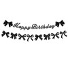 KOBOKO Happy Birthday Garland Black with Bow, Garland Birthday Decoration,
