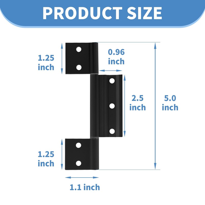 BANLIN 3Pack Screen Door Hinges Black Aluminum 1/8 inch Grooved