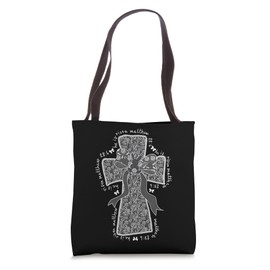 He Is Risen Cross Jesus Christian Coquette Bow Happy Easter Tote Bag