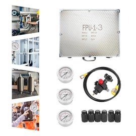 HinLIaDa Hydraulic Accumulator Pressure Test Kit, 100-400 bar Gauge Nitrogen Accumulator Gas Charging Tools 0-400 BAR/6000 PSIGK-01 Hydraulic Nitrogen Accumulator with 3 Gauges 7 Type Adapters