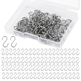 NQEUEPN 100pcs Small S Hooks for Hanging, Mini S Shaped Hook Stainless Steel S Shaped Hooks with Storage Box S Ornament Hooks for DIY Crafts Jewelry Key Chain Tags (Silver)