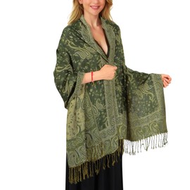 Women's Pashmina Scarf, Elegant Soft Shoulder Scarf for Women, Lightweight Women Neckerchief Stole with Paisley Pattern - Scarf Long Women, light green, Unit size