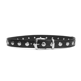 ZEZHOMCHI Women Studded Belt Fashion Punk PU Leather Belt Women Belts for Jeans Dress, Black-silver, 26"-32" Waist Adjustable