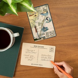 Long Beach Island, New Jersey, Nautical Chart (4x6 Birch Wood Postcards, 2-Pack Stationary, Rustic Home Wall Decor)