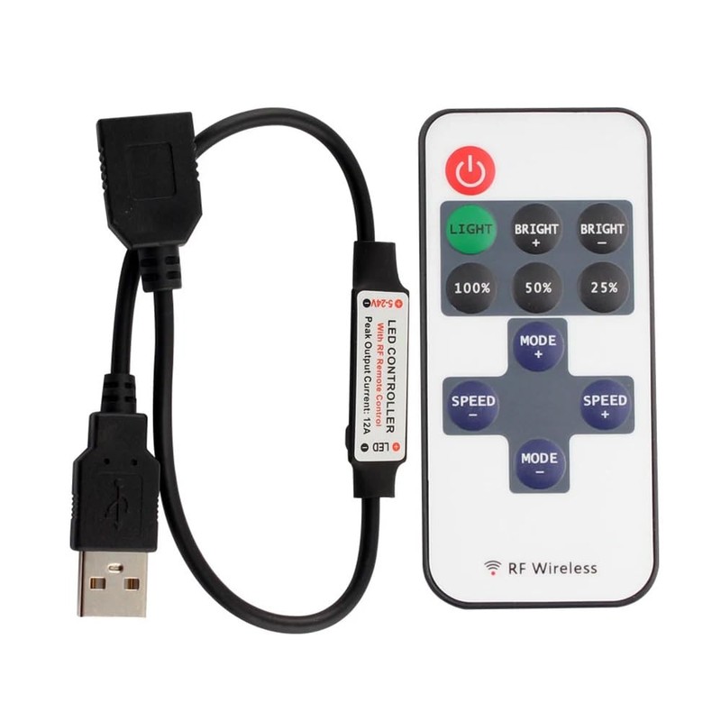Cleiscry DC5-24V 11 Buttons Mini USB RF Wireless Dimmer Remote
